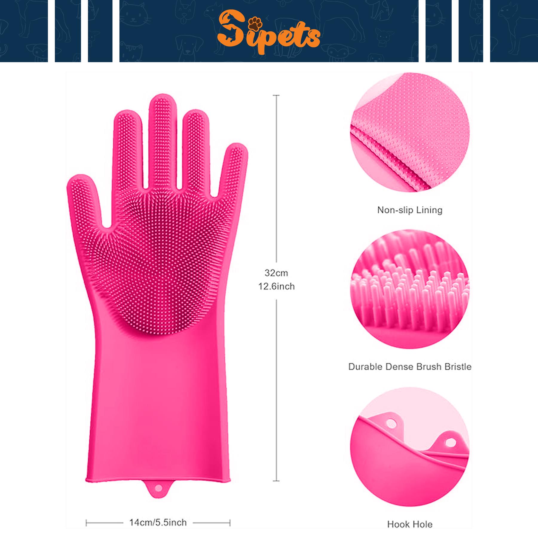 pet grooming cleaning gloves silicone heat resistant, multi purpose scrubber mitts