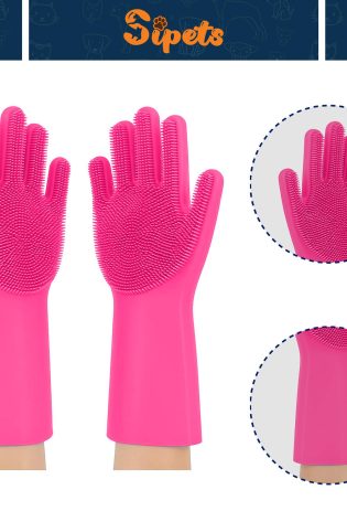 pet grooming cleaning gloves silicone heat resistant, multi purpose scrubber mitts