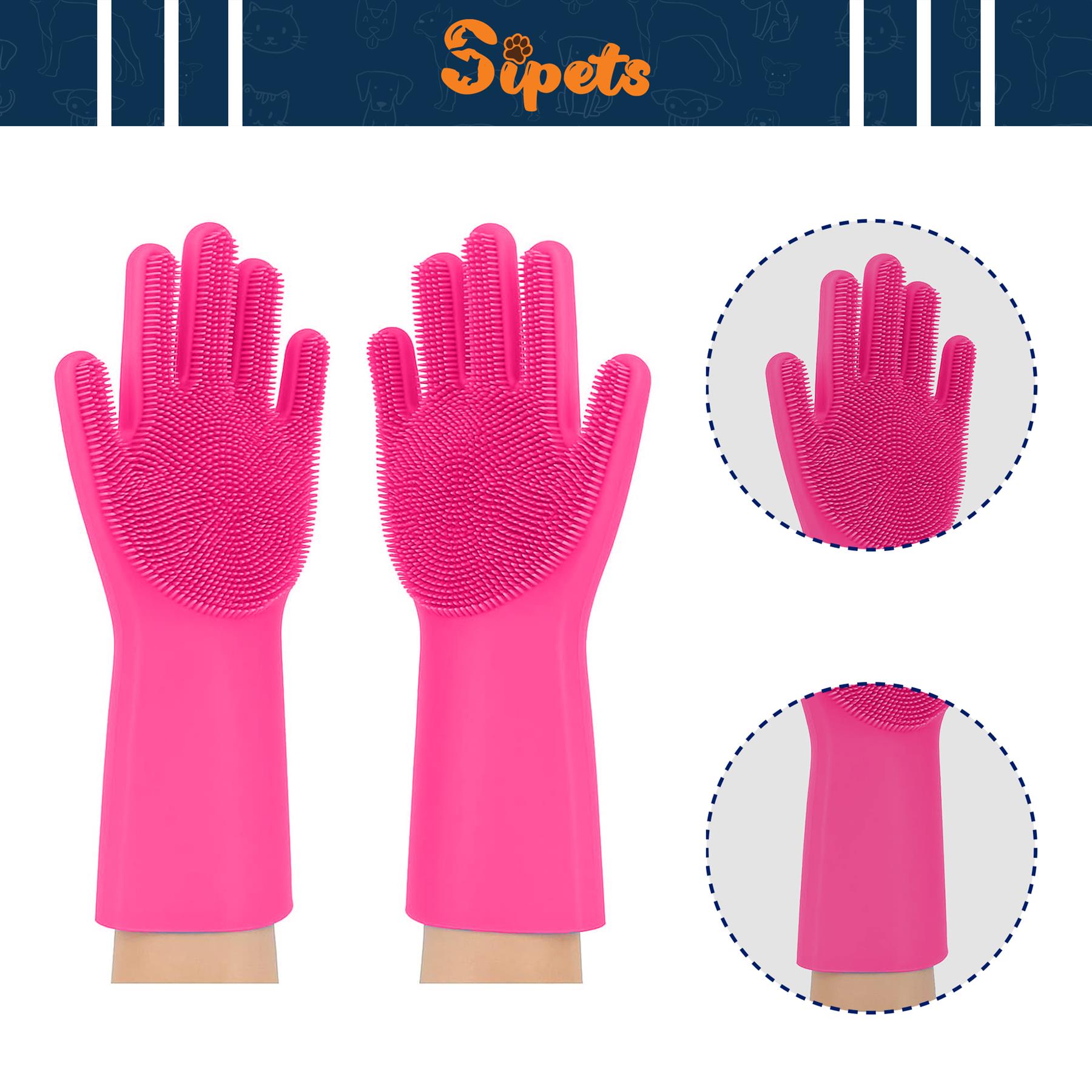 pet grooming cleaning gloves silicone heat resistant, multi purpose scrubber mitts