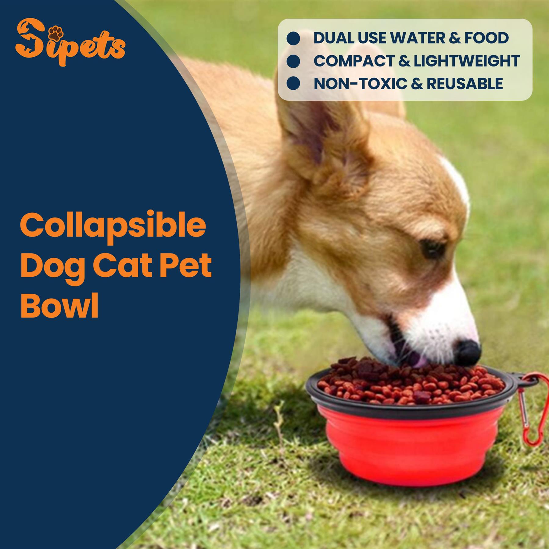 collapsible dog cat pet bowls food water feeding silicone portable travel
