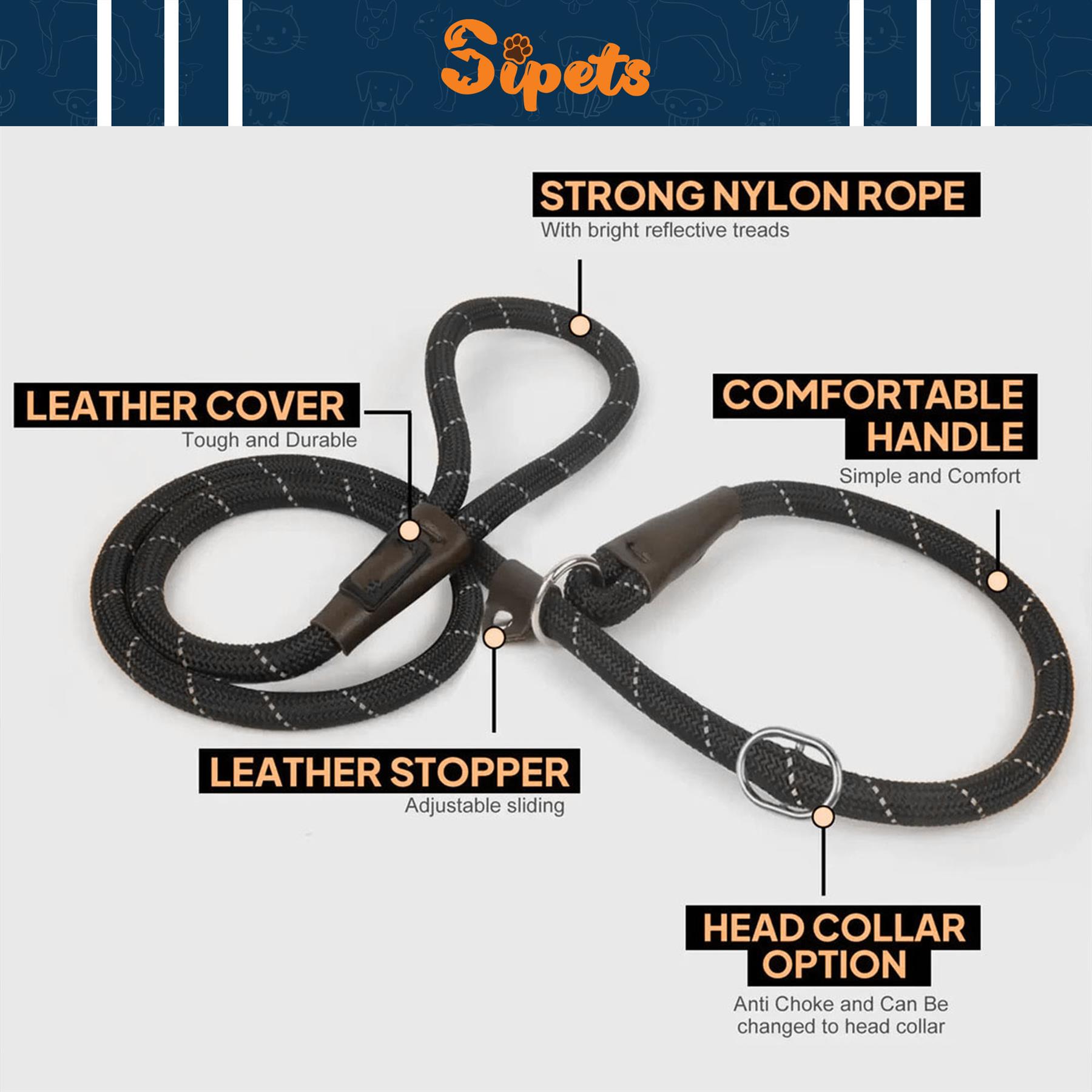 slip rope dog lead 1.8m, one size fits all, slip on rope leash