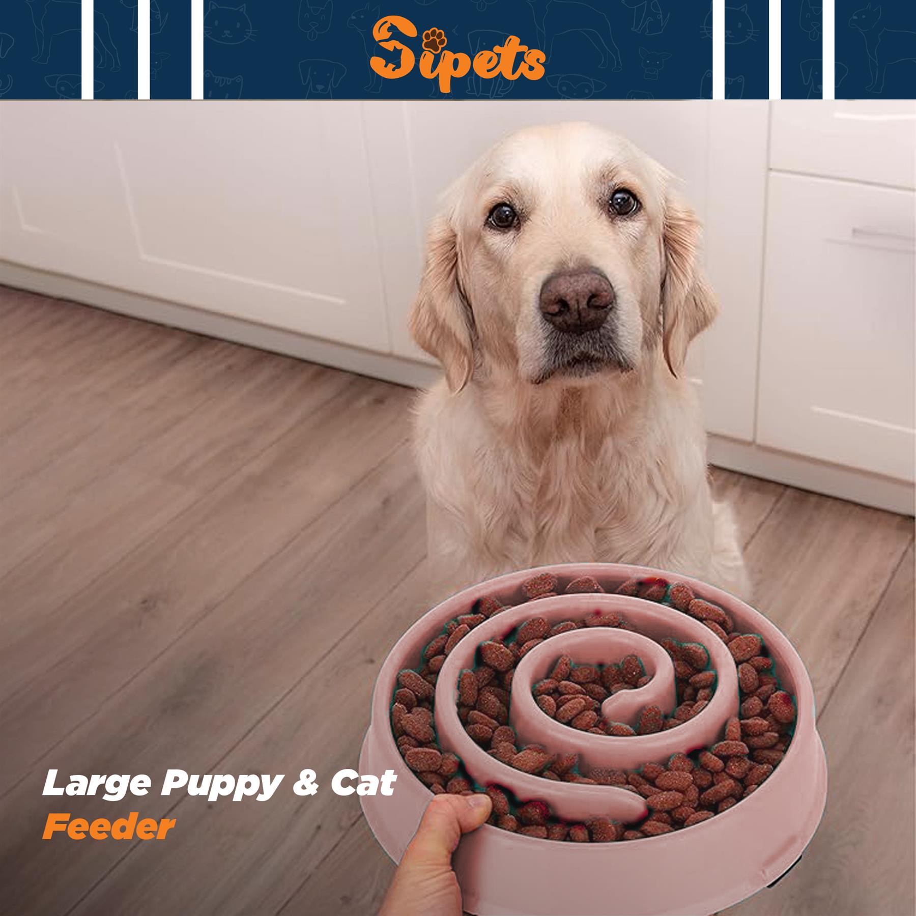 slow feeder dog bowl large pet anti bloat gulp interactive puppy cat feed dish