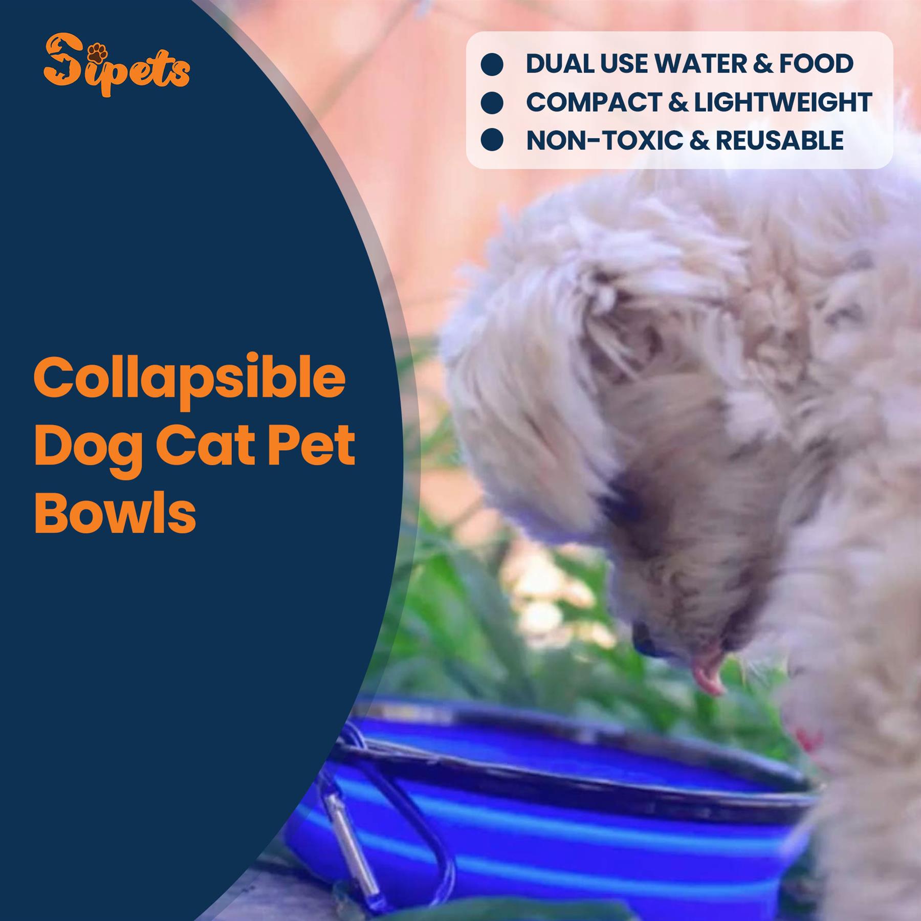 collapsible dog cat pet bowls food water feeding silicone portable travel