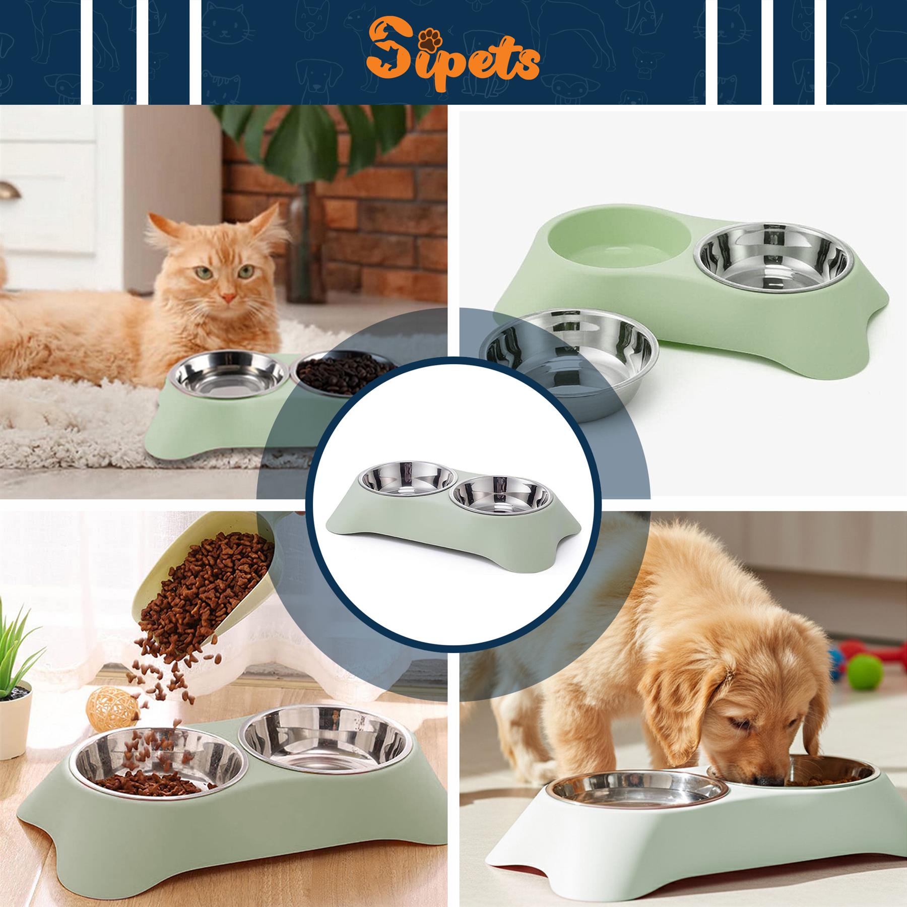 double dog bowl non slip stainless steel for food and water