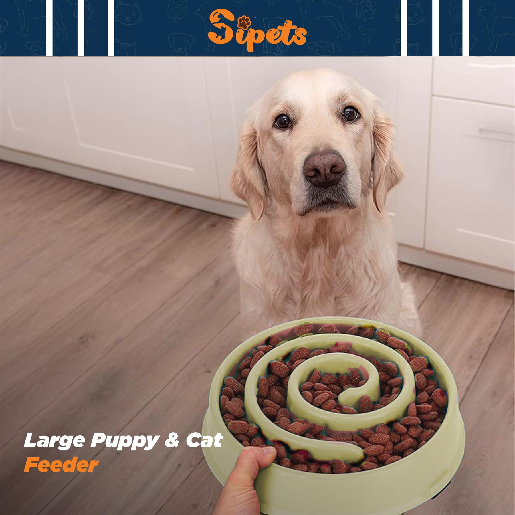 slow feeder dog bowl large pet anti bloat gulp interactive puppy cat feed dish