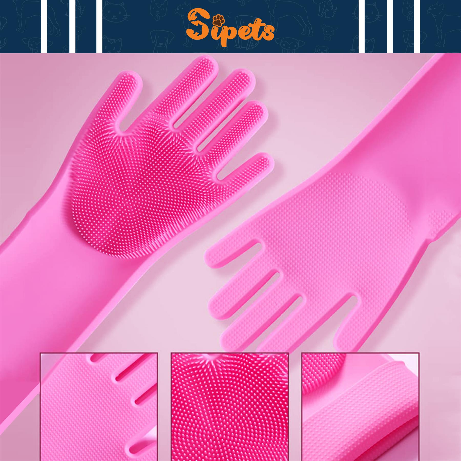 pet grooming cleaning gloves silicone heat resistant, multi purpose scrubber mitts