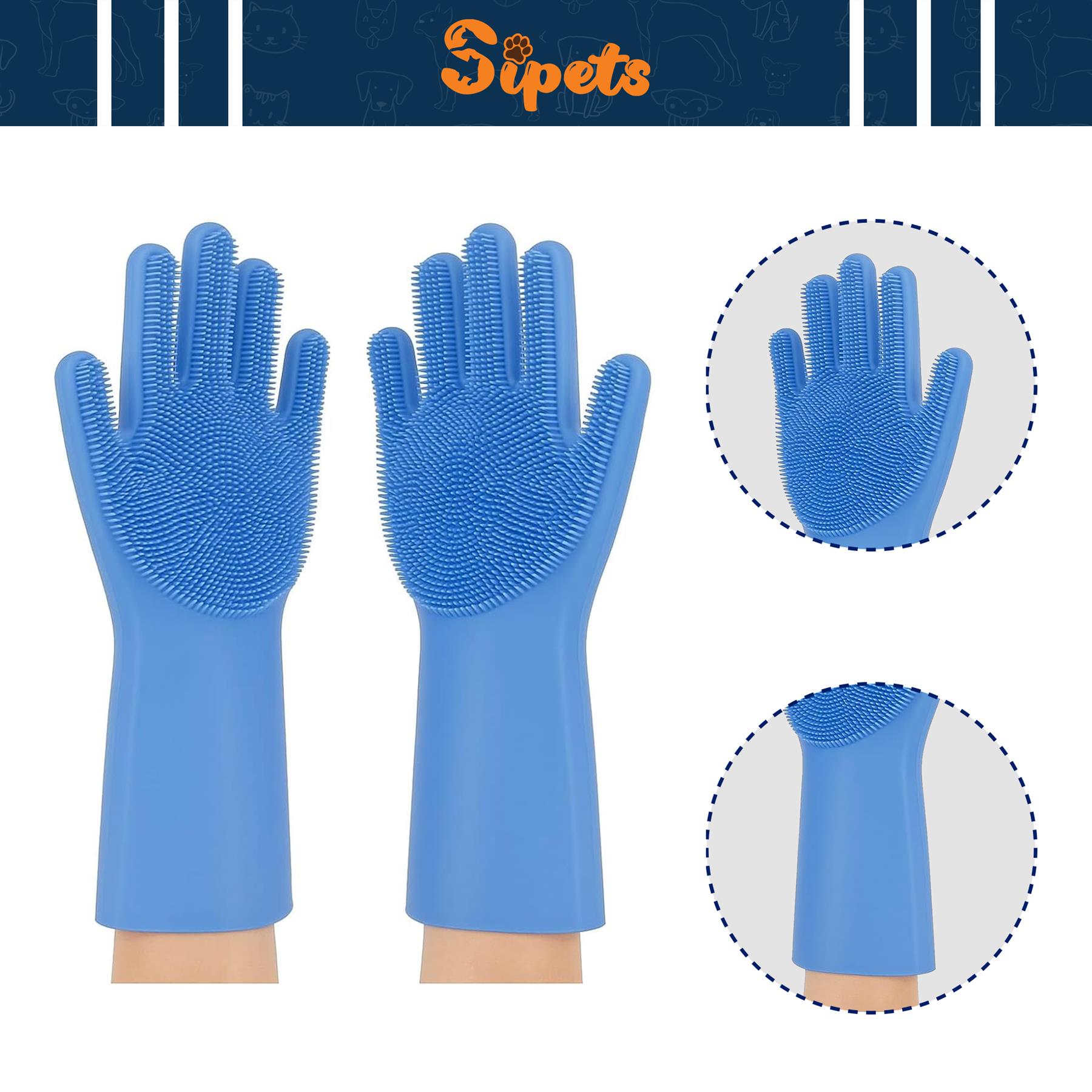 pet grooming cleaning gloves silicone heat resistant, multi purpose scrubber mitts