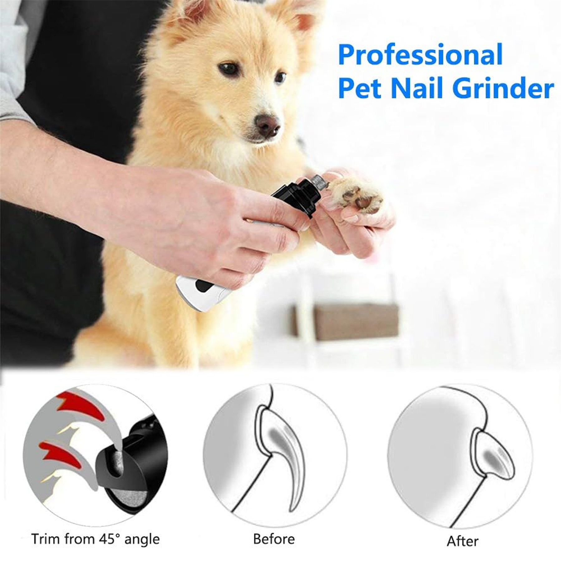 professional 2 speed electric rechargeable pet nail trimmer